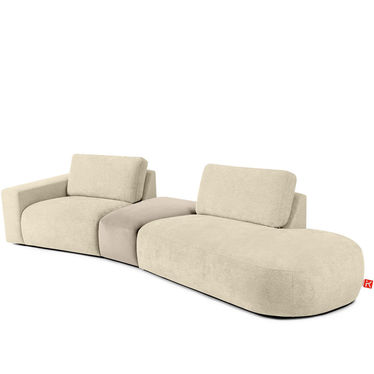 4-SITZER ECKSOFA ZUCCO Chenille rechts, Creme - Creme, Textil (350/84/105cm) - KONSIMO®
