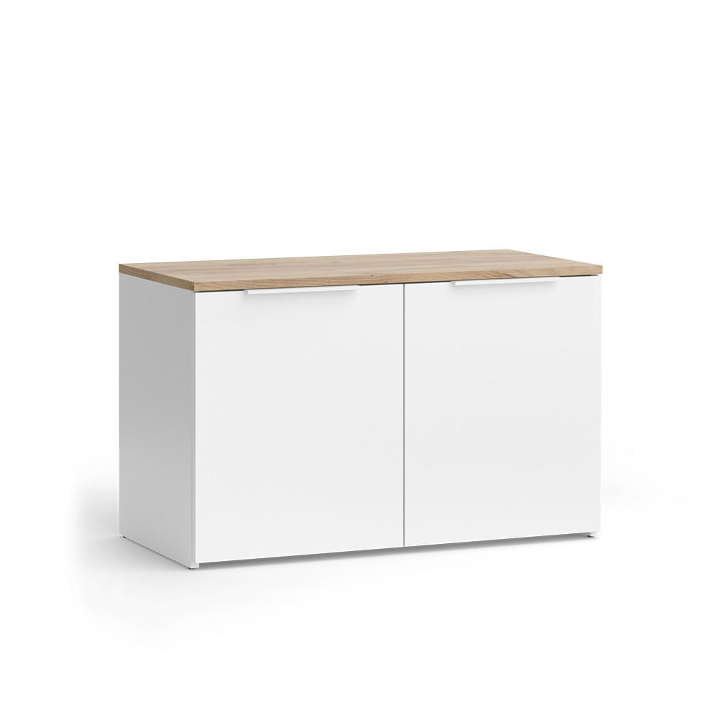 KOMMODE Wido Weiß/Sonoma 40 x 50 cm mit 2 Türen - Weiß/Sonoma Eiche, Holzwerkstoff (80/50/40cm) - Vicco