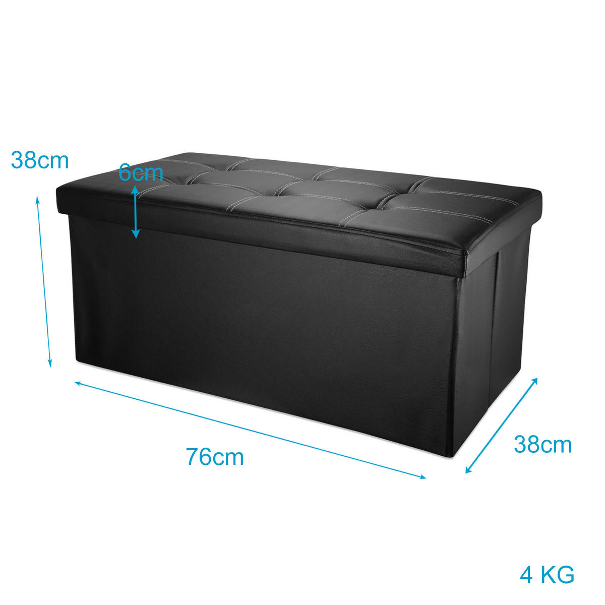 SITZBANK Faltbar Kunstleder (Schwarz) - Schwarz, Karton (78/38/38cm) - Intirilife