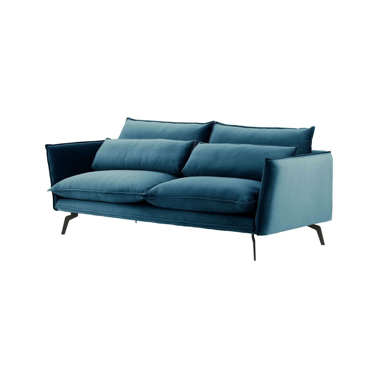DREISITZER-SOFA Layla-Velluto 11 - Dunkelblau, Holz/Textil (237/95/98cm)