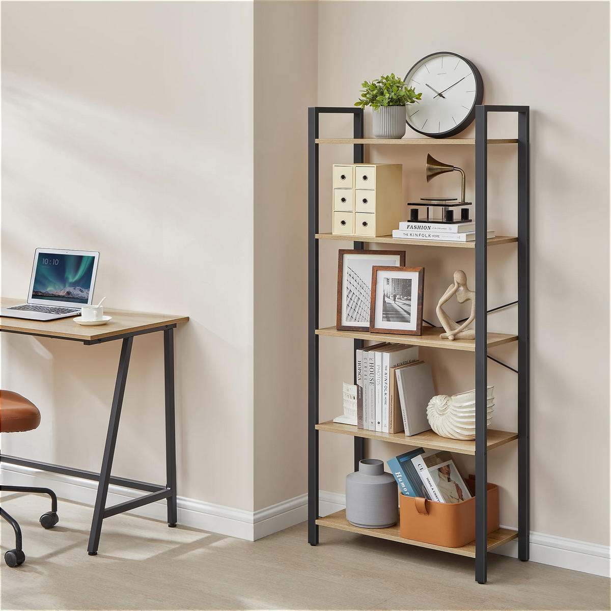 BÜCHERREGAL Sonoma Schwarz 66x30 cm LLS061B11 Stabilität - Schwarz, Metall (66/153/30cm)