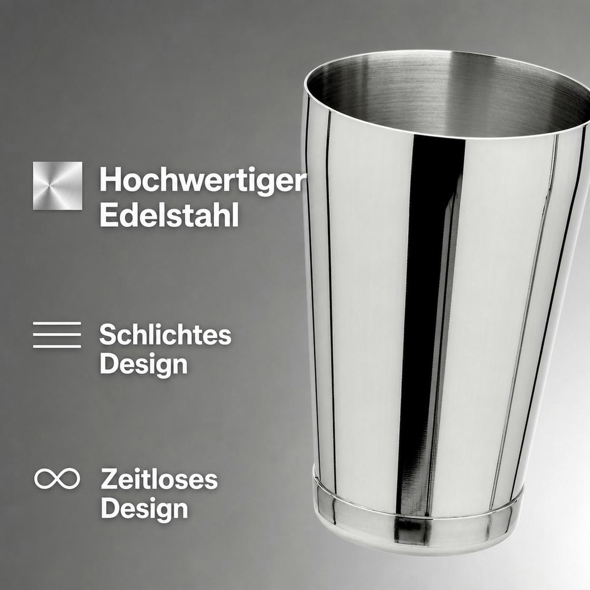 BOSTON TIN Shaker - Edelstahlfarben, Metall (9/13/9cm) - ich-zapfe