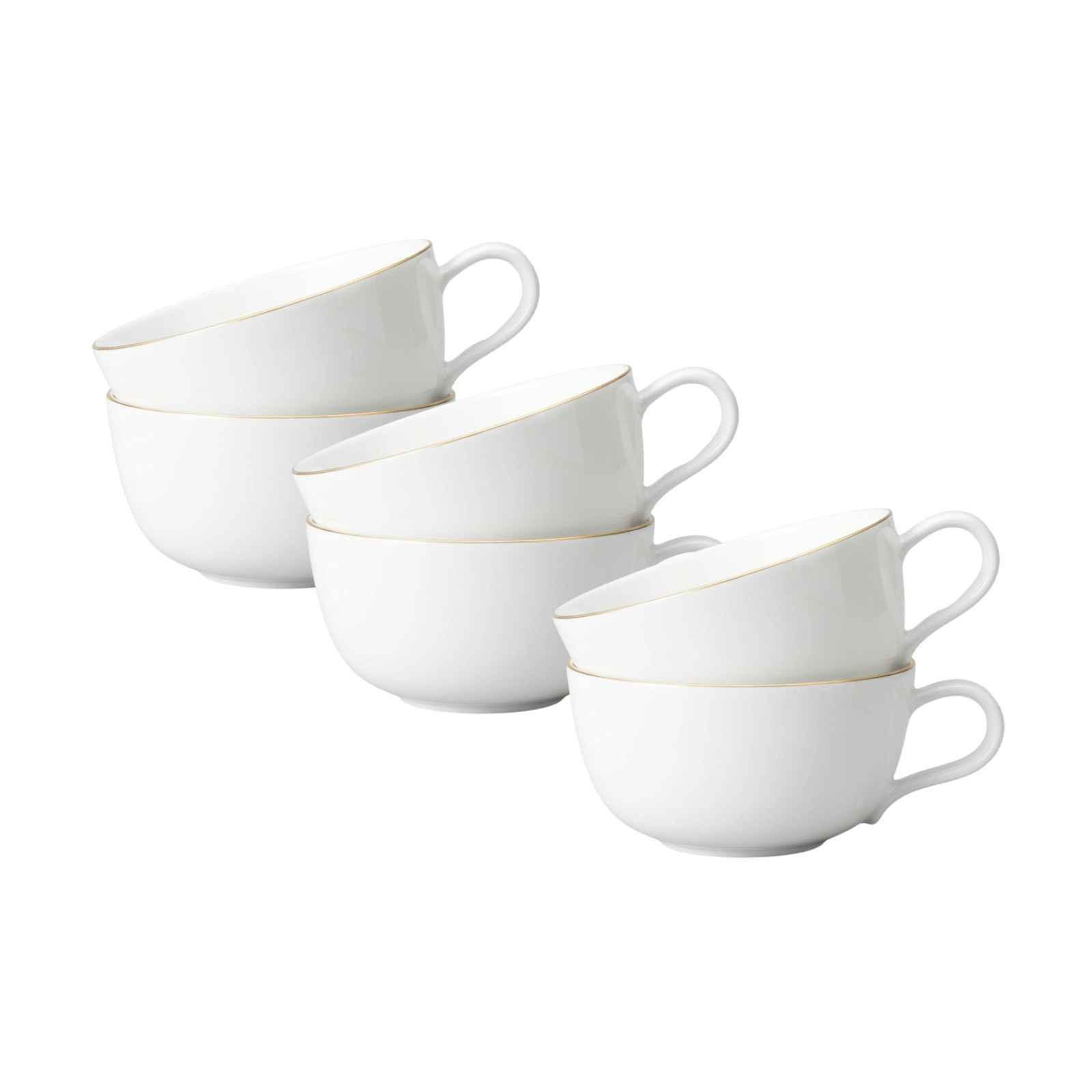 TEETASSEN Liberty Goldrand weiß-gold 280 ml 6er Set - Goldfarben/Weiß, Keramik (0.28L) - Seltmann Weiden