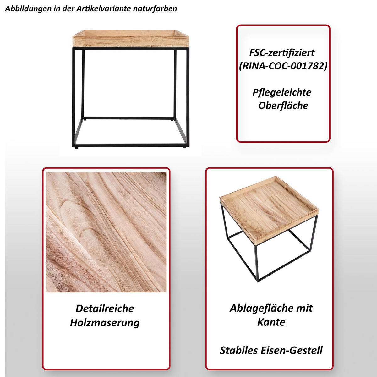 BEISTELLTISCH quadratisch Braun - Braun, Holz (60/60/60cm) - MCW