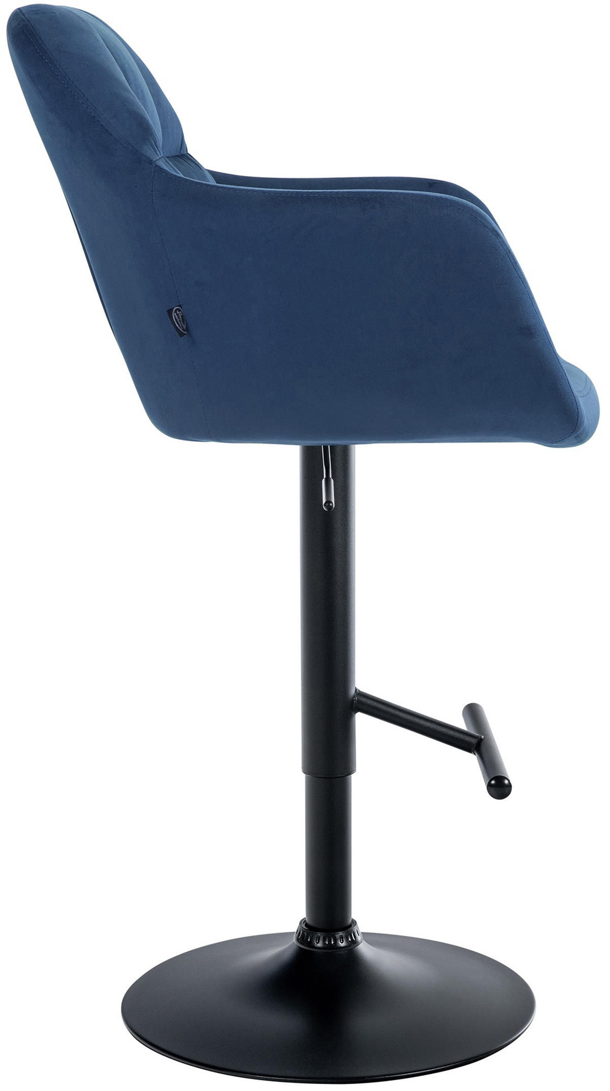 BARHOCKER Nardo Samt schwarz blau - Blau/Schwarz, Textil/Metall (57/118/59cm) - TPFLiving