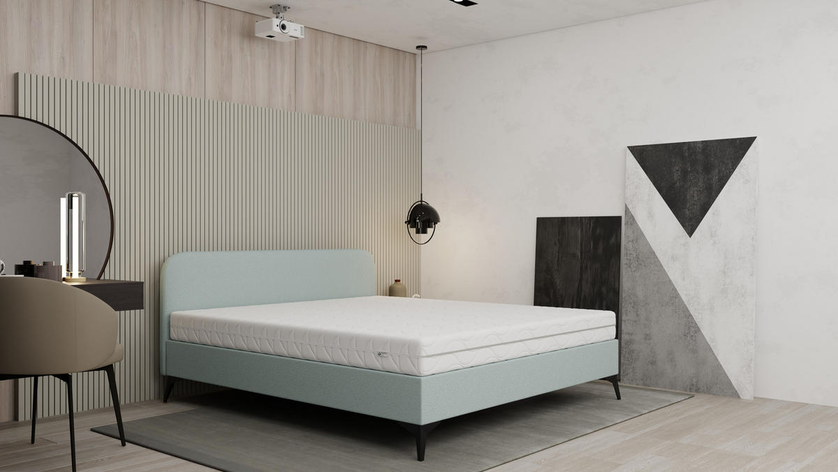 POLSTERBETT Mavilo 180 x 200 cm mit Bettkasten und Lattenrost taschenfederkernmatratze 19cm - hellgrau - Hellgrau, Holz (180/200cm) - Panda Möbel