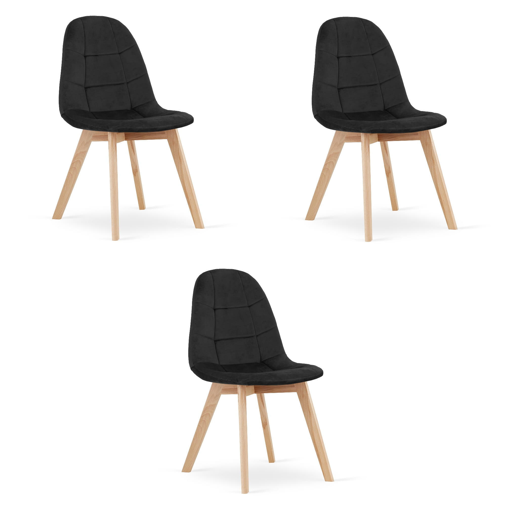 ESSZIMMERSTUHL 3-er Set NUUC schwarzer Sitz - Schwarz, Textil (44.5/81.5/54cm) - Valora