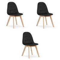 ESSZIMMERSTUHL 3-er Set NUUC schwarzer Sitz - Schwarz, Textil (44.5/81.5/54cm) - Valora