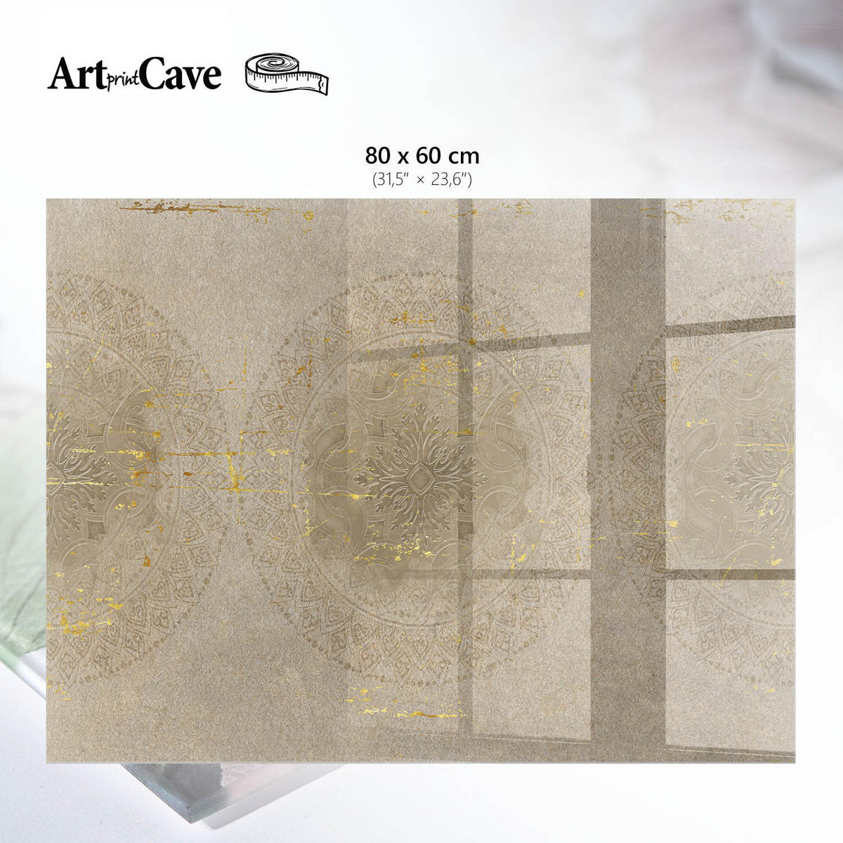 GLASPLATTE 80x60 cm – Mandala-Ornamente - Braun, Glas (0.4/80/60cm) - ArtPrintCave