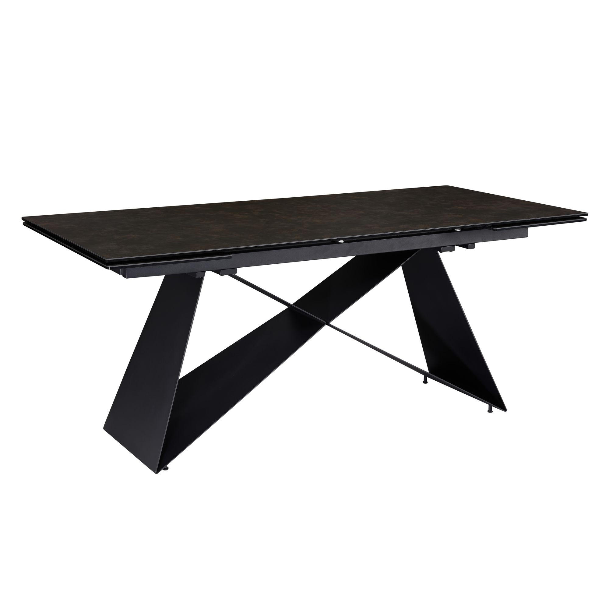 ESSTISCH Ausziehbar Keramik Glas Marmoroptik Rechteckig Groß, Schwarz 180x95x78 cm - Schwarz, Keramik/Metall (95/180/78cm) - KADIMA DESIGN