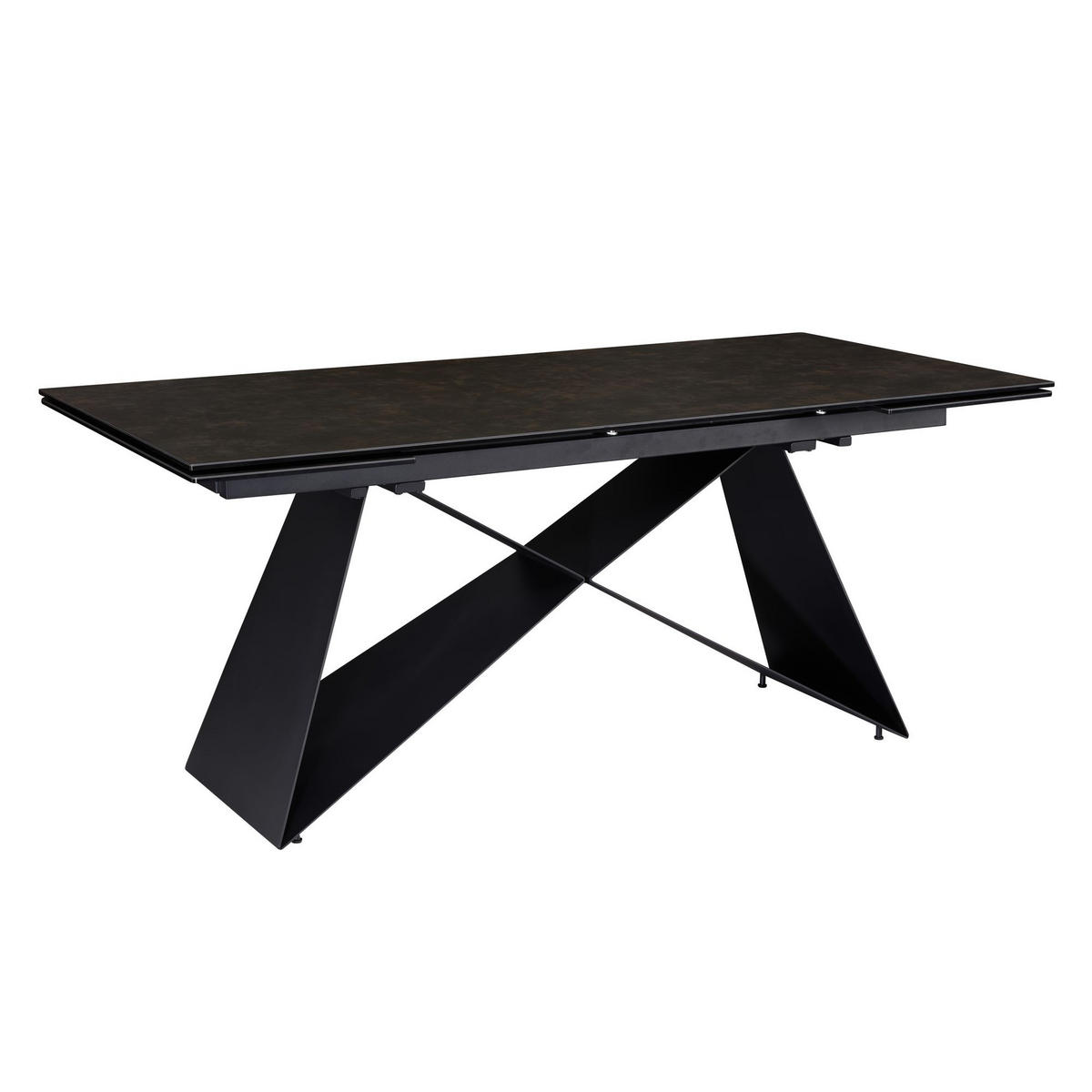 ESSTISCH Ausziehbar Keramik Glas Marmoroptik Rechteckig Groß, Schwarz 180x95x78 cm - Schwarz, Keramik/Metall (95/180/78cm) - KADIMA DESIGN