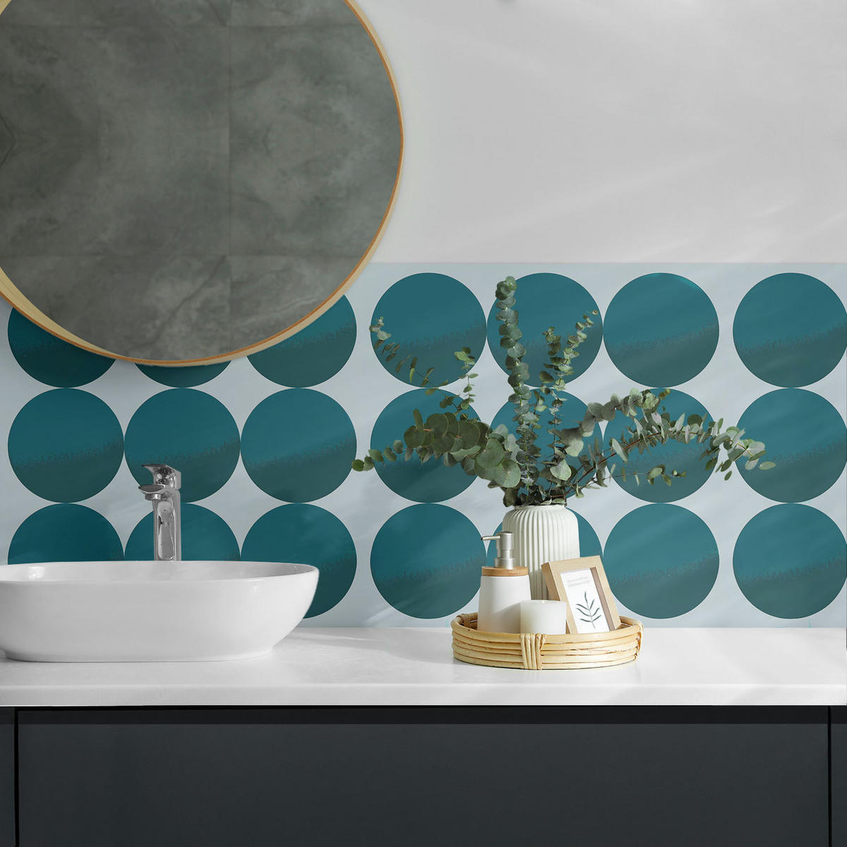 WANDPANEEL 4x 50x50 cm selbstklebend Sferra - Jadegrün, Kunststoff (50/1.6/50cm) - Wallfluent