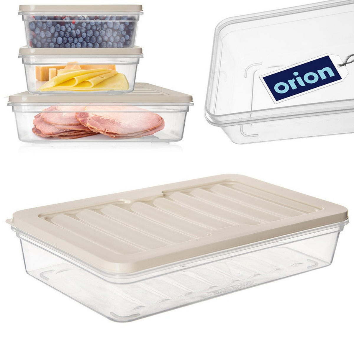 LEBENSMITTELBEHÄLTER flach 1 l Cremeweiß - Creme, Kunststoff (14/4.5/22.5cm) - Orion 