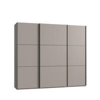 SCHWEBETÜRENSCHRANK 3-türig B250/H216/T65 cm in Sandgrau, Kleiderschrank inkl. Vollausstattung / 22011 - Sandfarben/Rot, Holzwerkstoff/Metall (250/216/65cm) - luma-home