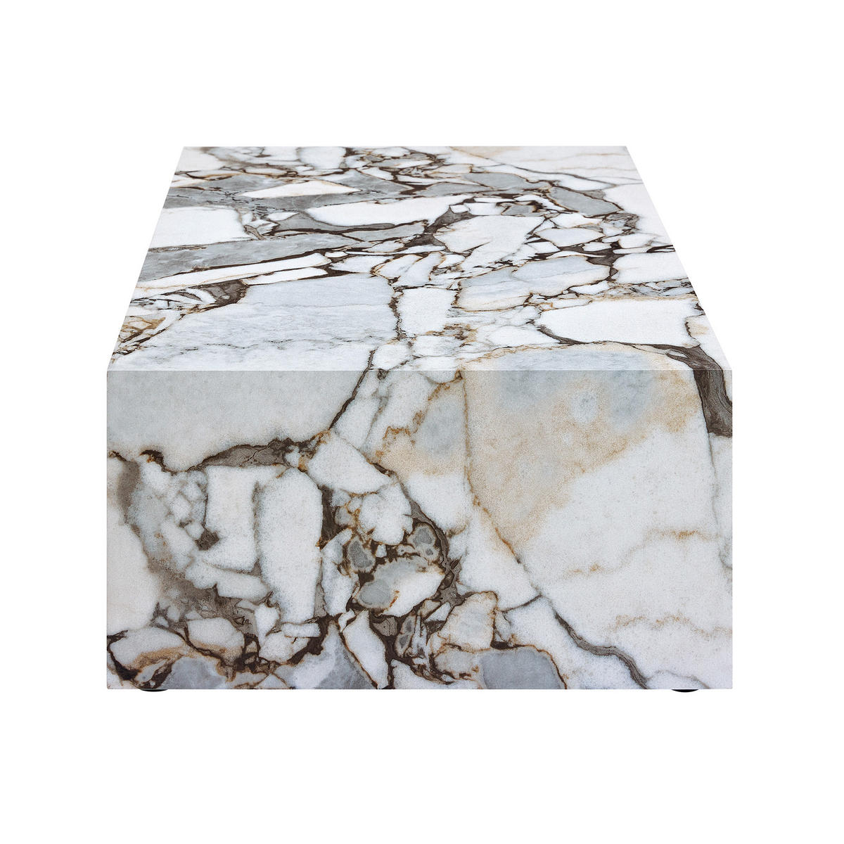 COUCHTISCH 90/50/30 cm weiß aus MDF mit Marmoroptik ohne Montage - Weiß, Holzwerkstoff (90/50/30cm) - OKWISH