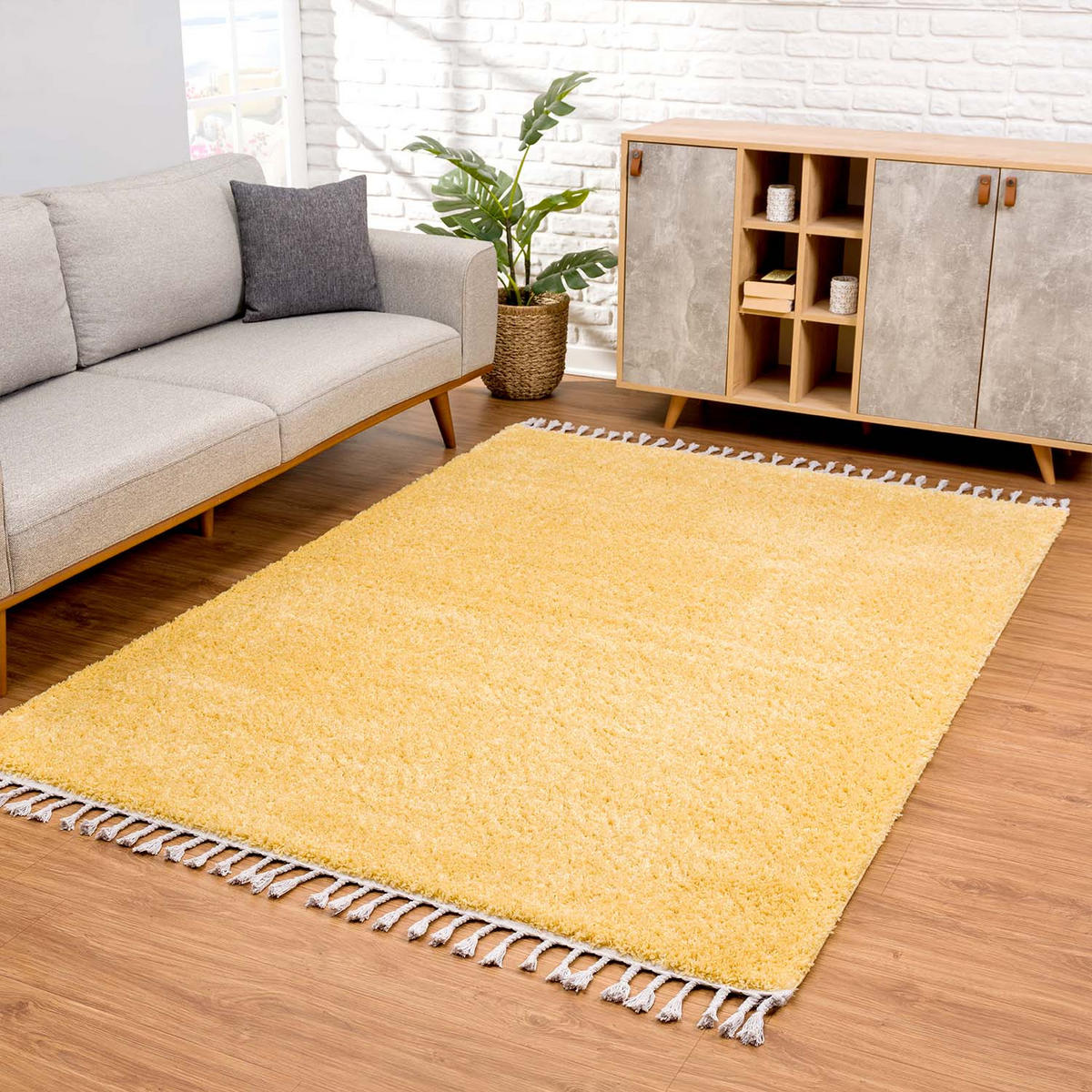 HOCHFLOR-TEPPICH Shaggy Pulpy 100 Gelb 80x300 cm - Gelb, Textil (80/300cm) - carpet city