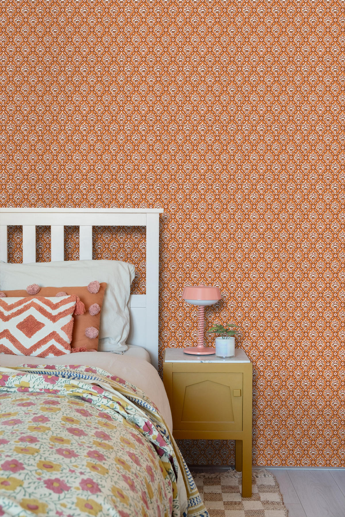 TAPETE Blumenmuster 50 x 900 cm - Orange, Papier (50/900cm) - ESTAhome