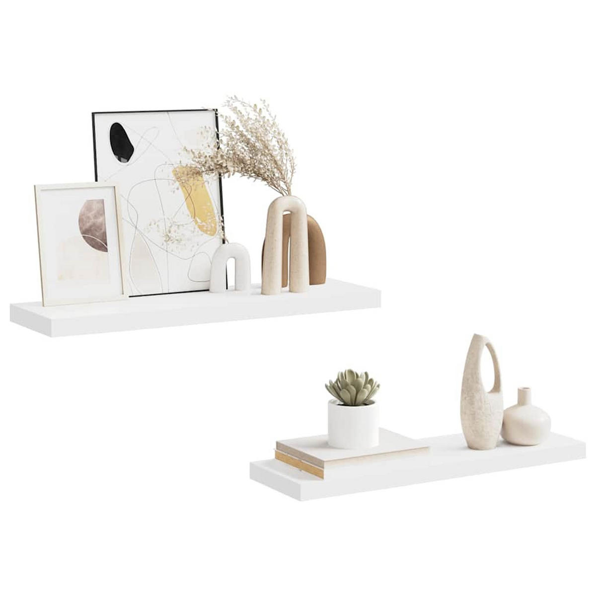 SCHWEBEREGALE 2Er Set Weiss 80/23,5/3,8 Cm Mdf - Weiß, Holzwerkstoff (23.5/3.8/80cm) - vidaXL