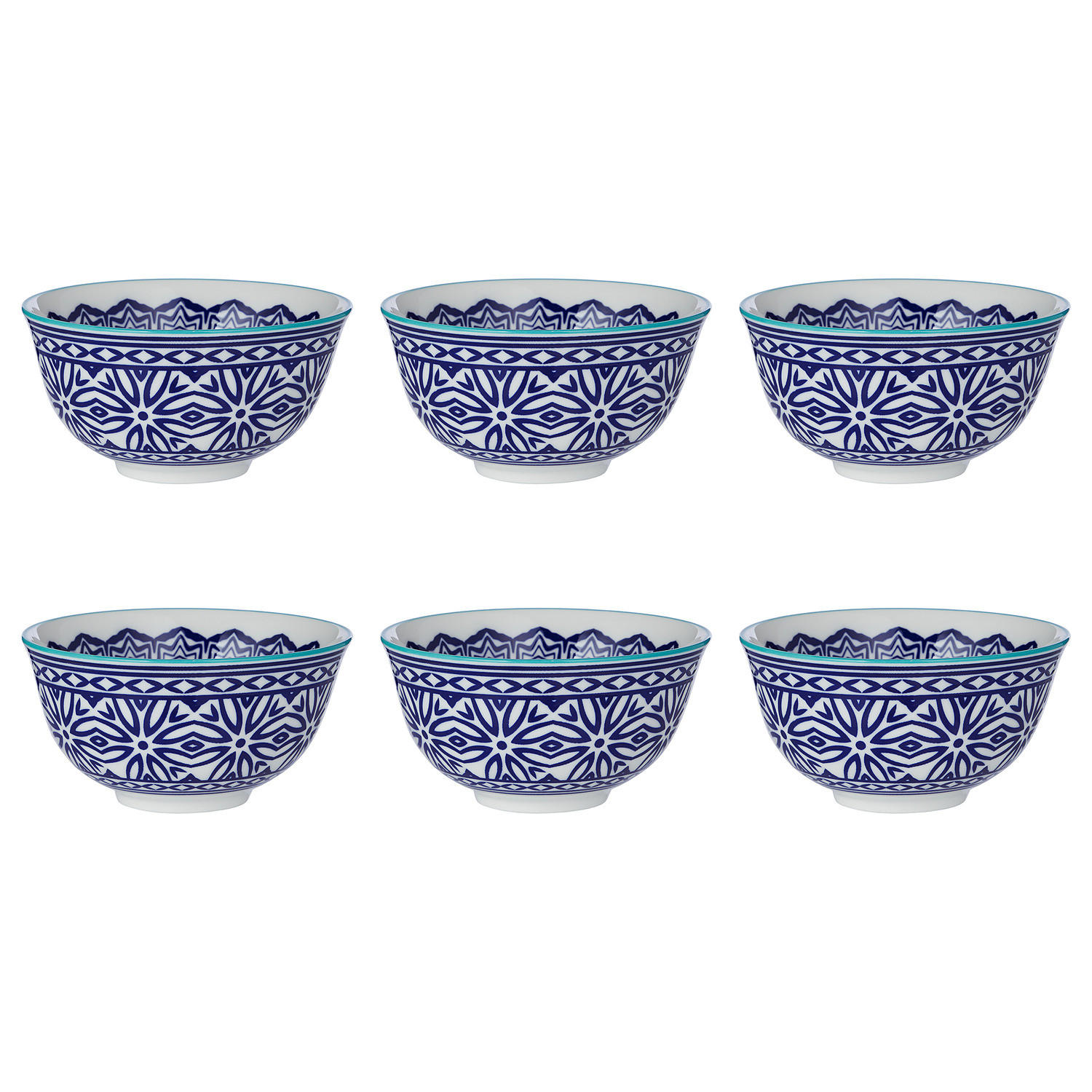 SCHALEN 6er-Set Ornaments 240 ml - Blau, Keramik (11/11/5cm) - Butlers