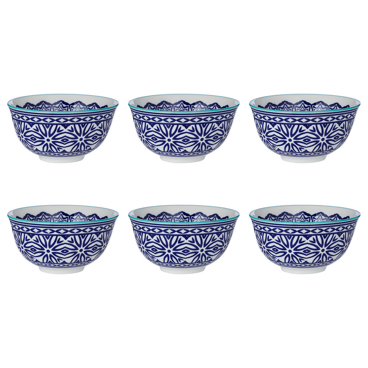 SCHALEN 6er-Set Ornaments 240 ml - Blau, Keramik (11/11/5cm) - Butlers