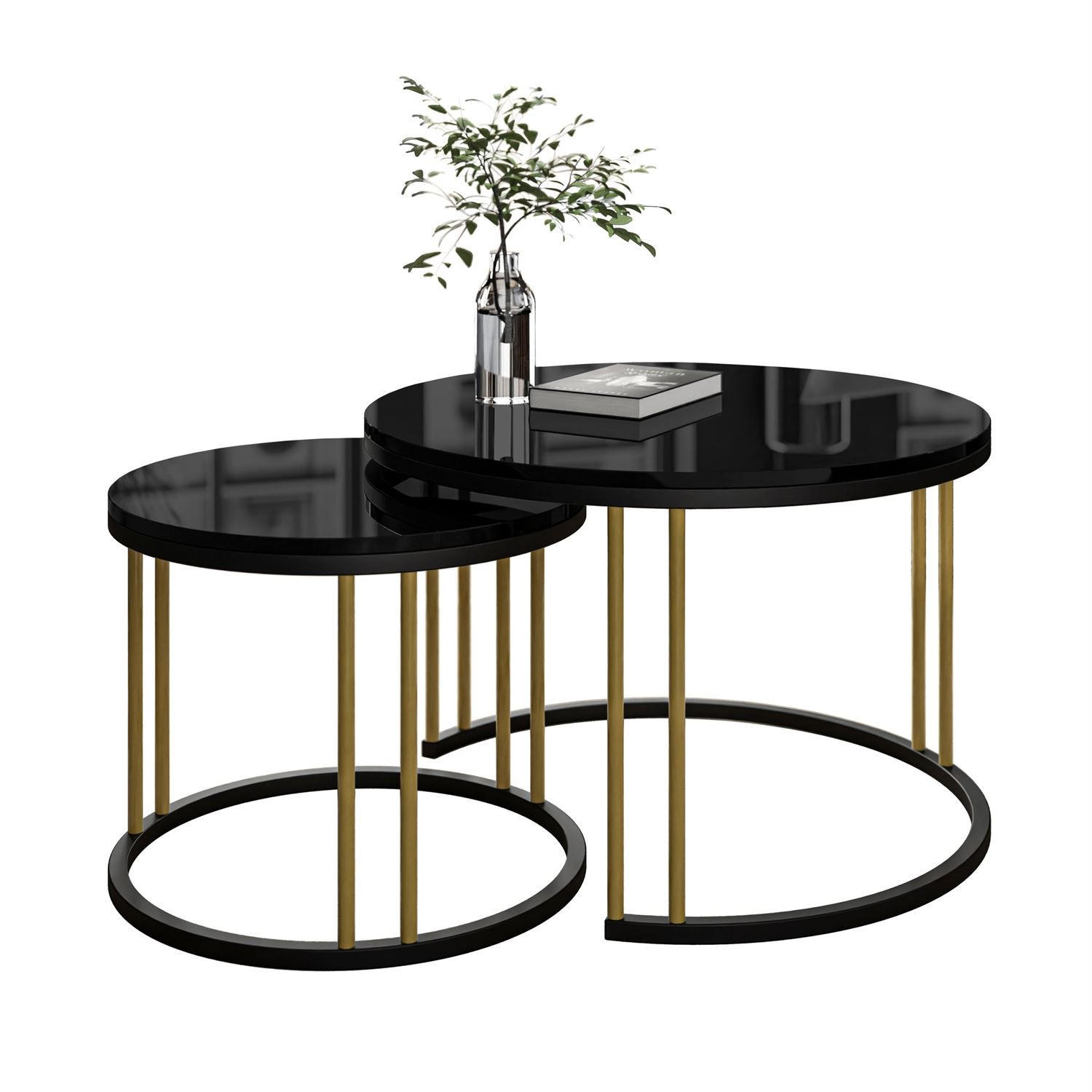 COUCHTISCH 2 in 1 LORI MIX II Hochglanz - Goldfarben, Holzwerkstoff (70/70/48cm) - Lookway