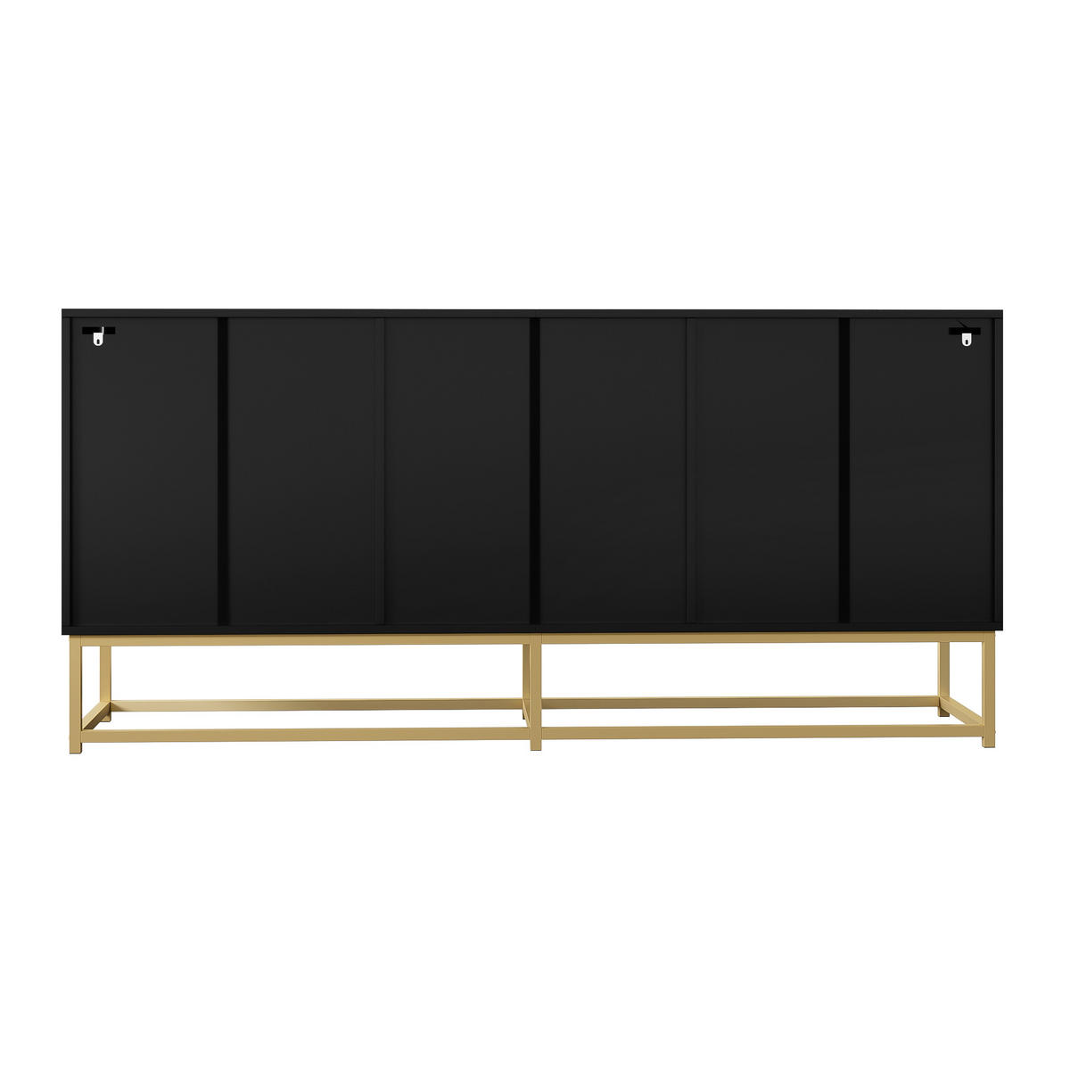 SIDEBOARD DE-37532 160/38/75,5 cm mit 3 Doppeltüren Schwarz - Goldfarben, Holzwerkstoff (160/75.5/38cm) - ComfortXL