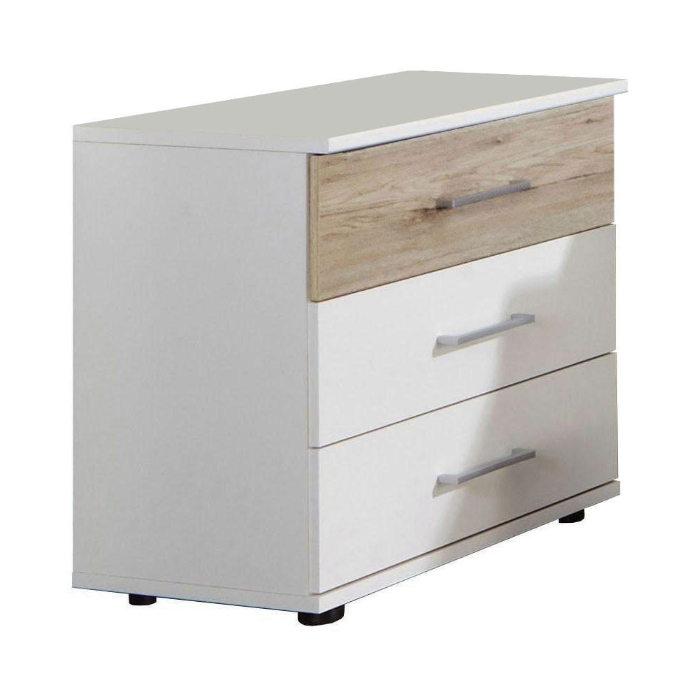 NACHTTISCH weiß / Eiche Sägerau 52 / 38 / 58cm - Eichefarben/Weiß, Holz/Holzwerkstoff (52/58/38cm) - Wimex