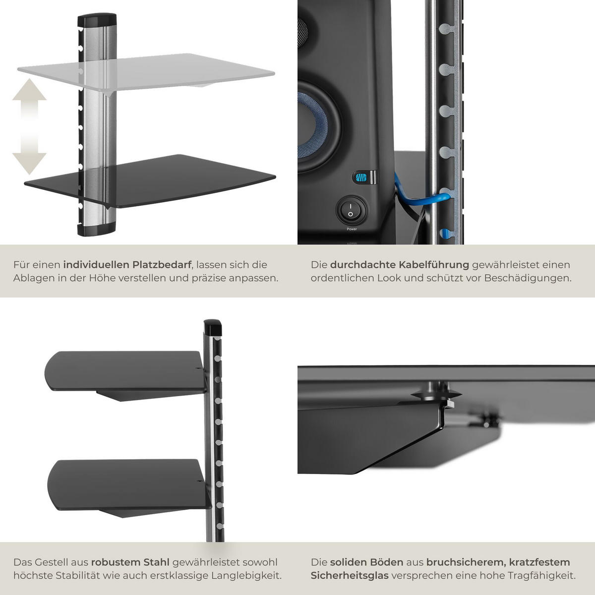 WANDREGAL , 44 x 42 x 34 cm, schwarz - Schwarz, Metall (34/44/42cm) - tectake