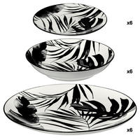 GESCHIRR-SET 18-teilig Palme Schwarz 26,6/26,6/2,5 cm - Multicolor, Keramik (26.6/2.5/26.6cm) - Secret de Gourmet