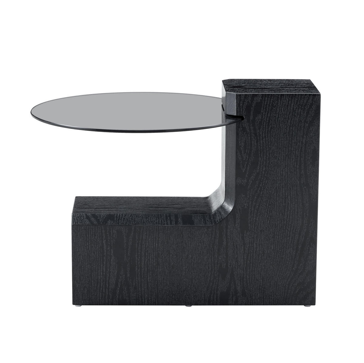 COUCHTISCH mit Ablage 61 cm, trennbar, aus Glas und MDF in schwarzer Holzoptik - Schwarz, Holzwerkstoff (61/61/30cm) - BEAOK