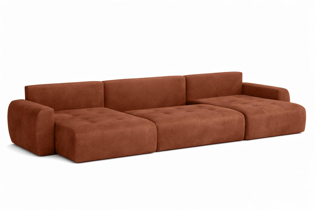 ECKSOFA Mit Schlaffunktion Und Bettkasten U-Form Ivo U, Veloursstoff Salvador, Dunkelbraun - Dunkelbraun, Holz (342/142cm) - Kaiser Möbel