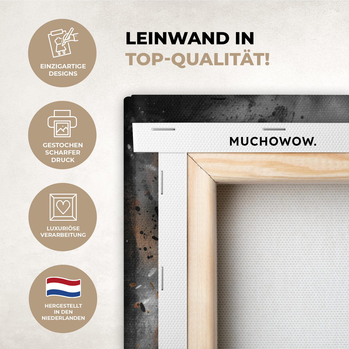 LEINWANDBILD Tiger - Tiere - Porträt - Luxus - Schwarz Room Decor 30x40 cm - Anthrazit, Textil (30/40cm) - MuchoWow