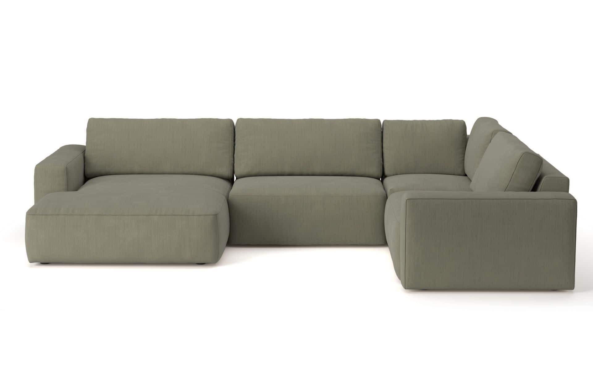 WOHNLANDSCHAFT mit wasserabweisendem Stoff - Schwarz/Grün, Holz/Kunststoff (249/89/367cm) - Cotta