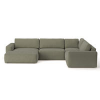 WOHNLANDSCHAFT mit wasserabweisendem Stoff - Schwarz/Grün, Holz/Kunststoff (249/89/367cm) - Cotta