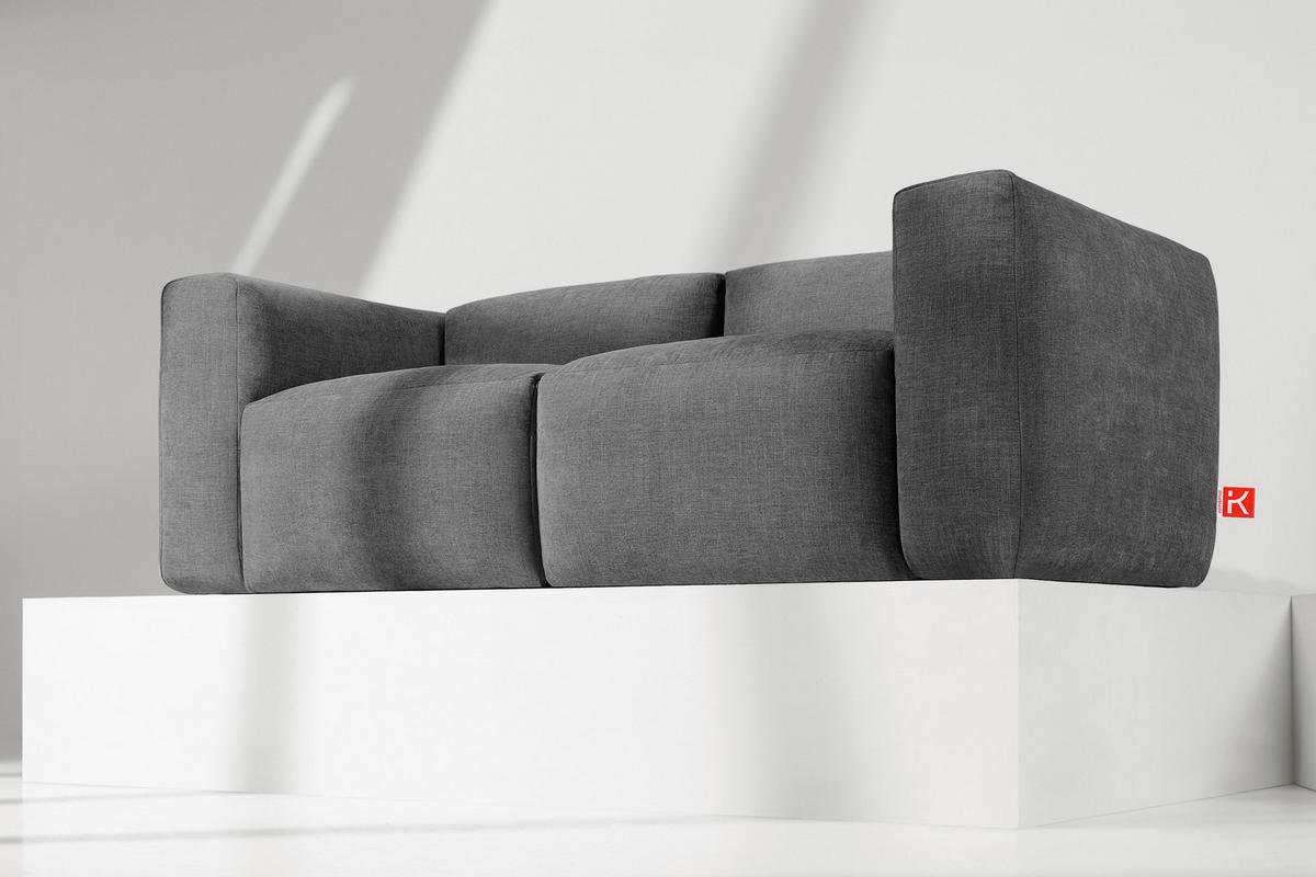 2-SITZER-MODULSOFA BUFFO mit extrem weicher und bequemer Sitzfläche, Gewebestoff, aschgrau - Grau, Textil (210/73/96cm) - KONSIMO®