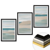 WANDBILDER 3er-Set - 40x60 cm Schwarzer Rahmen - Abstrakte blaue Landschaften - Schwarz, Kunststoff (40/60cm) - ArtPrintCave