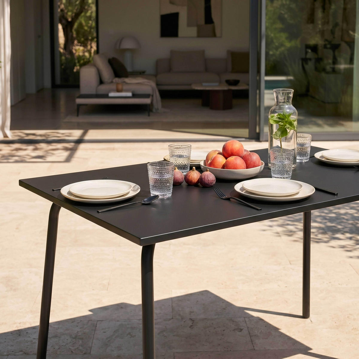 GARTENTISCH, Schwarz - Schwarz, Metall (120/70/72cm) - Oviala