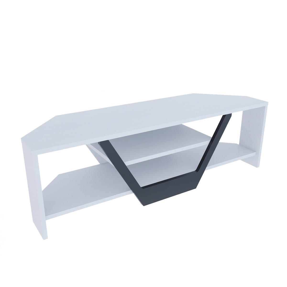 TV-ELEMENT Sares Weiß Schwarz - Schwarz/Weiß, Holzwerkstoff (135/36.8/120cm) - Decorotika