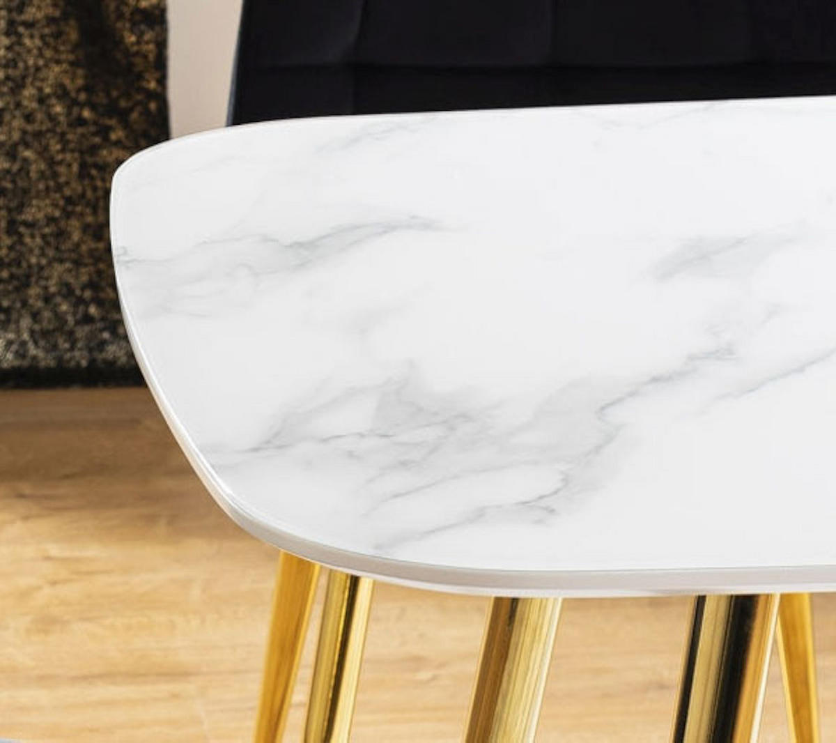 ESSTISCH Ceres weiß Marmor / Gold 140 / 80 / 75cm - Goldfarben/Weiß, Glas/Holz (80/140/75cm) - Feldmann-Wohnen