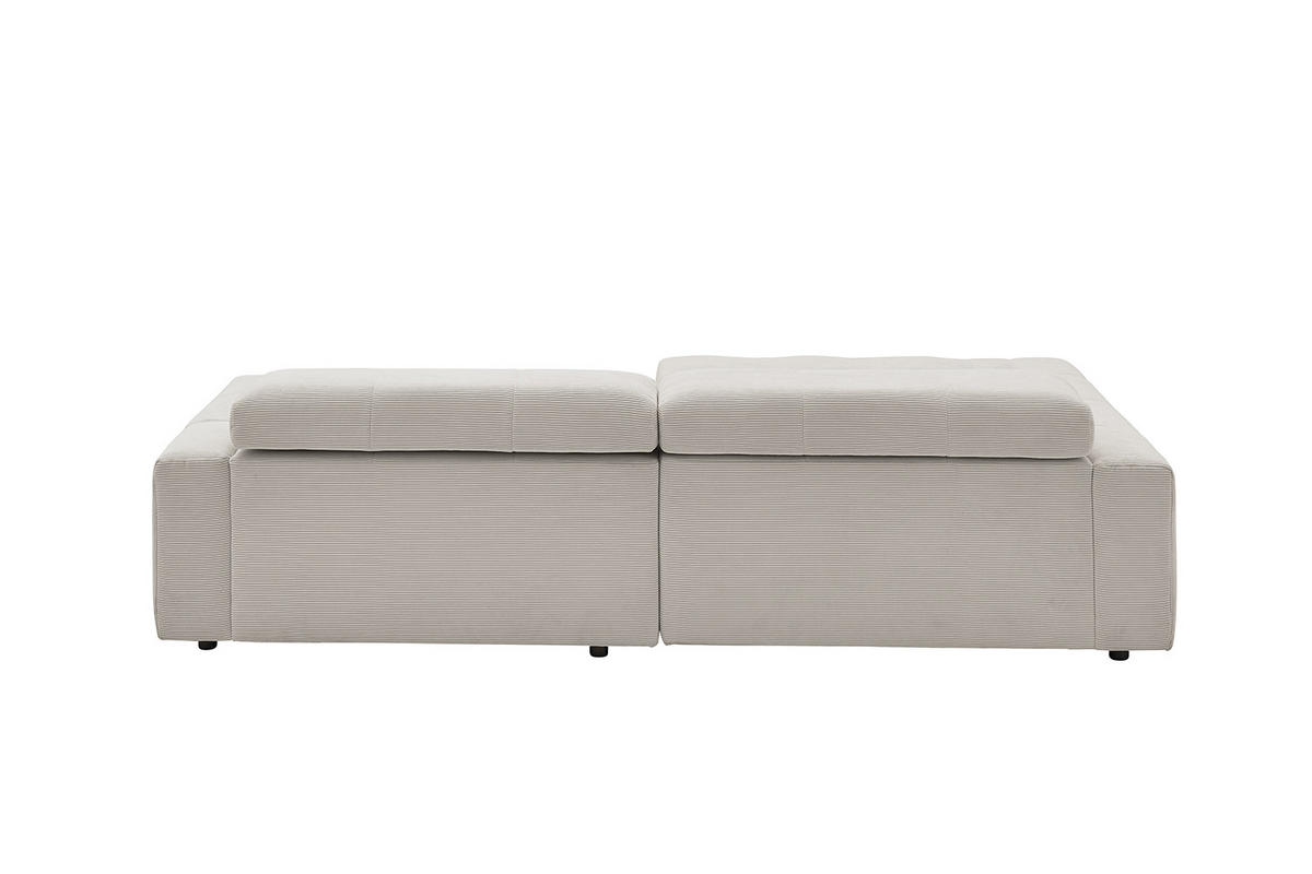 ECKSOFA RENO Silber Cord - Silberfarben/Schwarz, Kunststoff/Textil (258/217cm) - KAWOLA