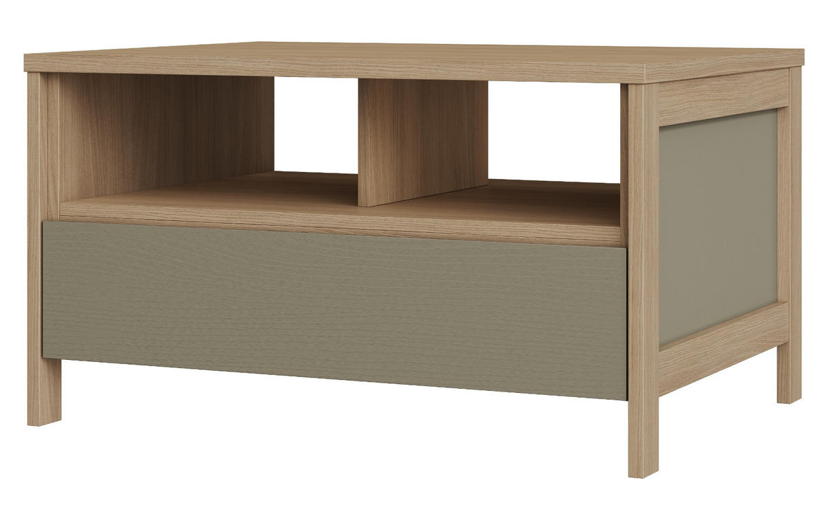 COUCHTISCH Salbei, Eiche, Beistelltisch skandinavisch 80 x 60 cm, Soft-Close - Eichefarben/Salbeigrün, Holzwerkstoff/Metall (46/60/80cm) - Furn.Design