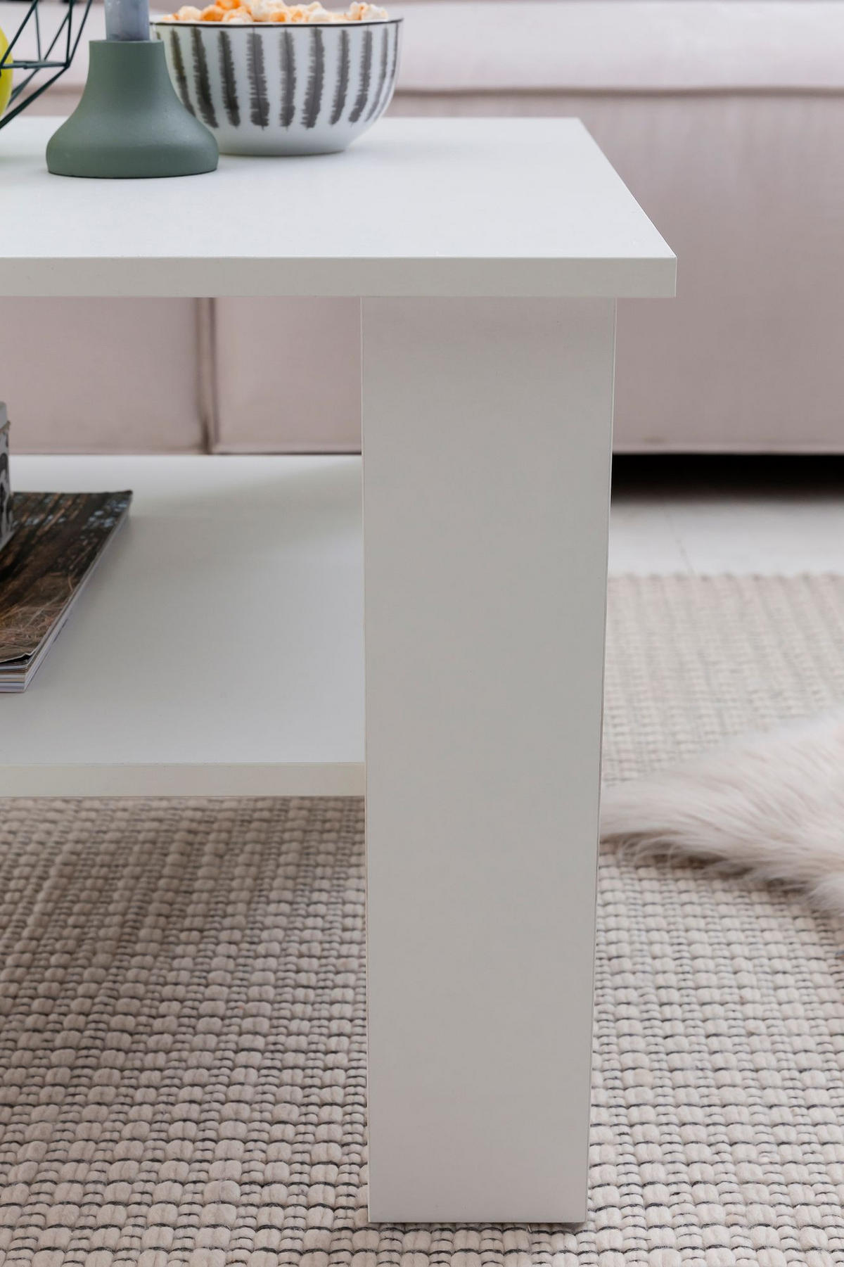 COUCHTISCH NIDDA aus Sonoma Eiche, kratzfest und Ablagefläche, Weiß 60x60x42 cm - Weiß, Holz (60/60/42cm) - KADIMA DESIGN