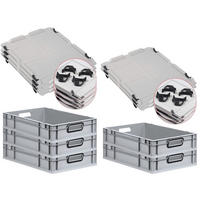 EUROBOX 5x NextGen Color mit Auflagedeckel 12x40x60 cm 23 Liter Grau Griffe schwarz offen - Schwarz/Grau, Kunststoff (40/12/60cm) - PROREGAL