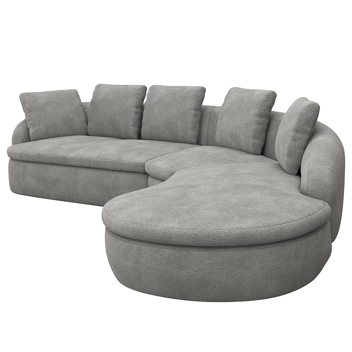 ECKSOFA mit Rundecke - Schwarz/Grau, Kunststoff/Textil (340/225cm) - home24