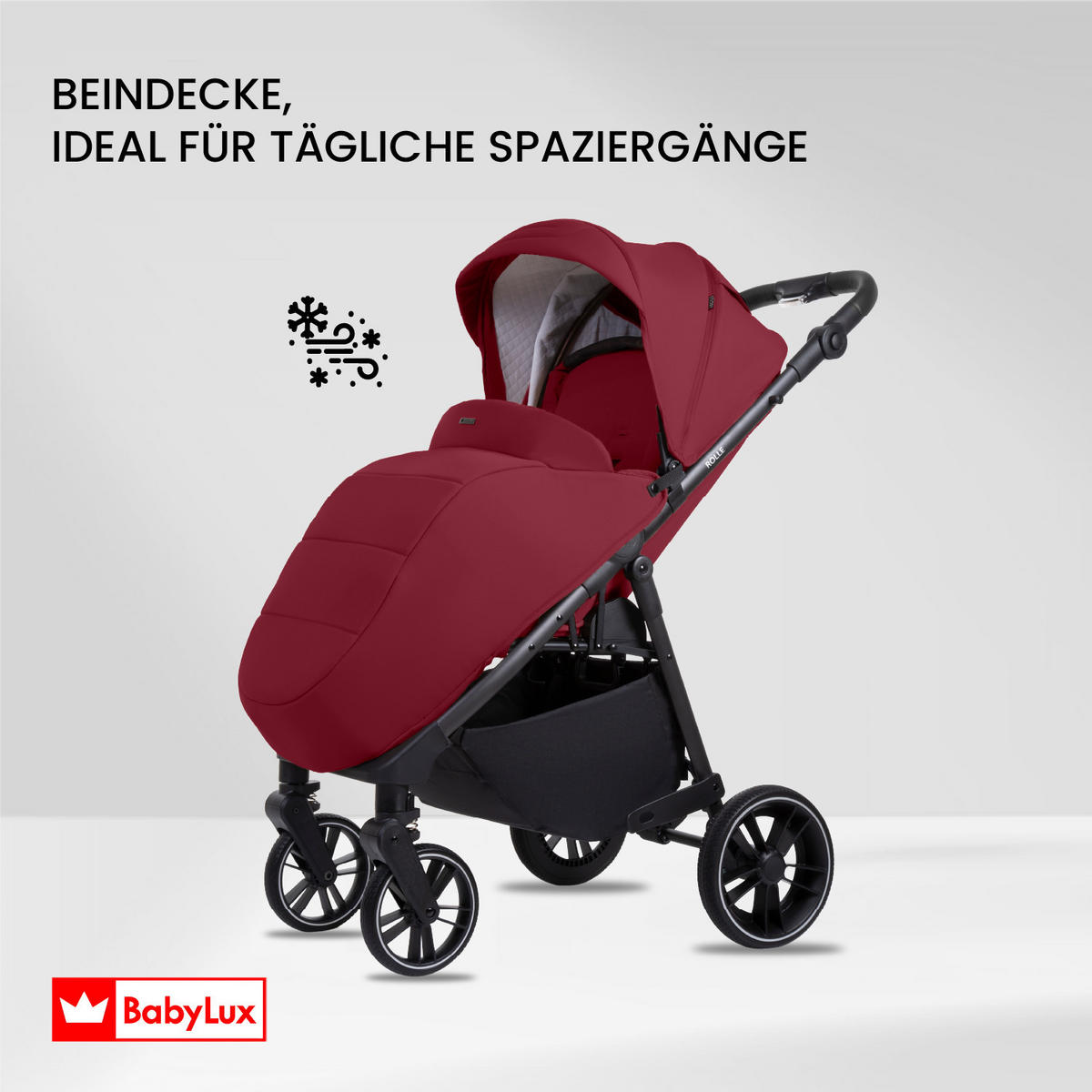BUGGY Rolle, Klein und Leicht, Teleskopische Führung, Kompakt Faltbar, Wickeltasche, Reisetasche - Rot/Schwarz, Textil/Metall (58/99cm) - BabyLux