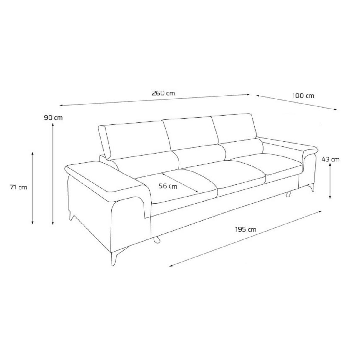 3-SITZER Sofa PLAZA mit Schlaffunktion 127x195 Velours Braun - Schwarz/Braun, Holz/Textil (260/90/100cm) - Muffo