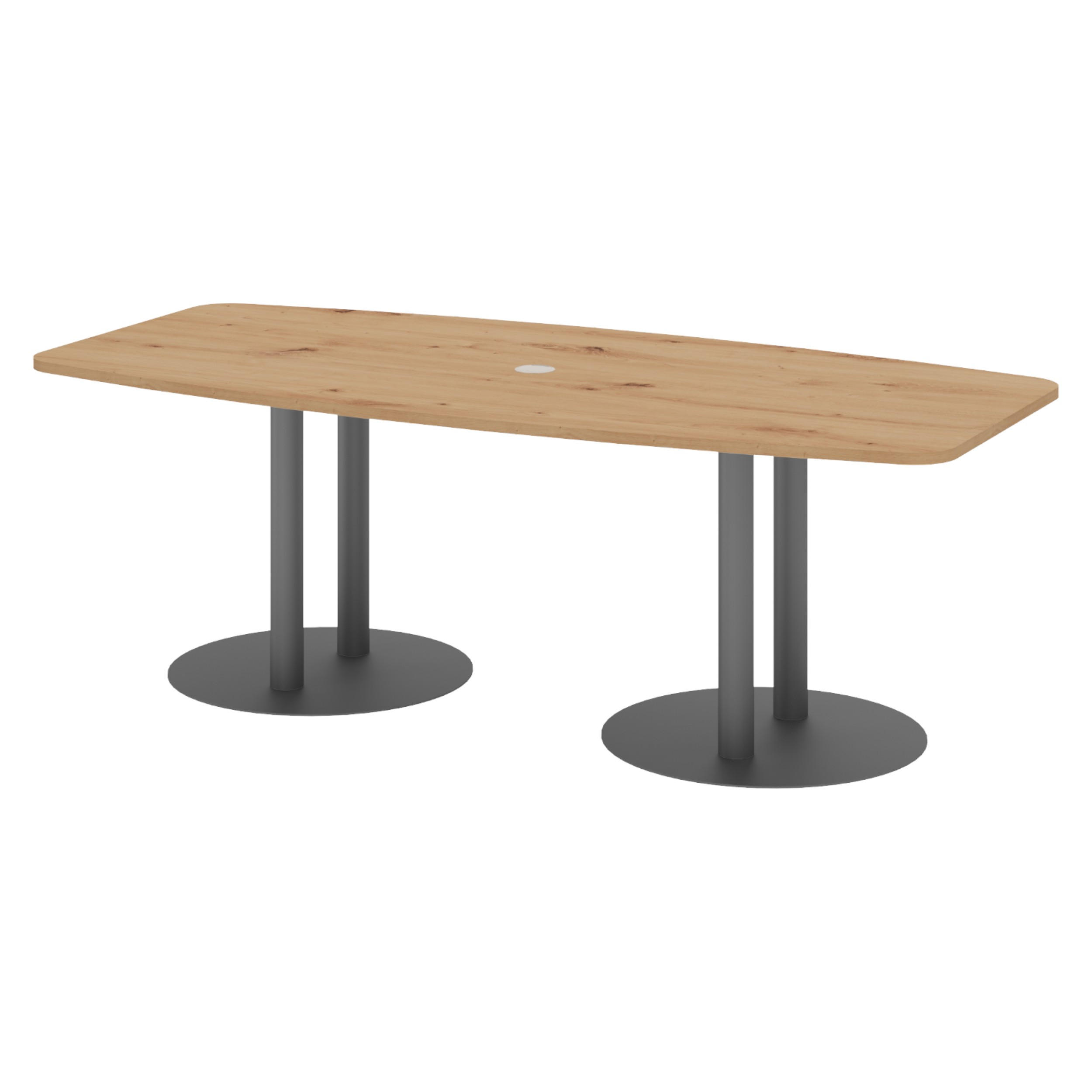 KONFERENZTISCH klein KT22 103/220/74 cm in Wildeiche/Säule in Graphitfarben - Wildeiche/Graphitfarben, Holzwerkstoff (103/220/74cm) - bümö