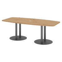 KONFERENZTISCH klein KT22 103/220/74 cm in Wildeiche/Säule in Graphitfarben - Wildeiche/Graphitfarben, Holzwerkstoff (103/220/74cm) - bümö