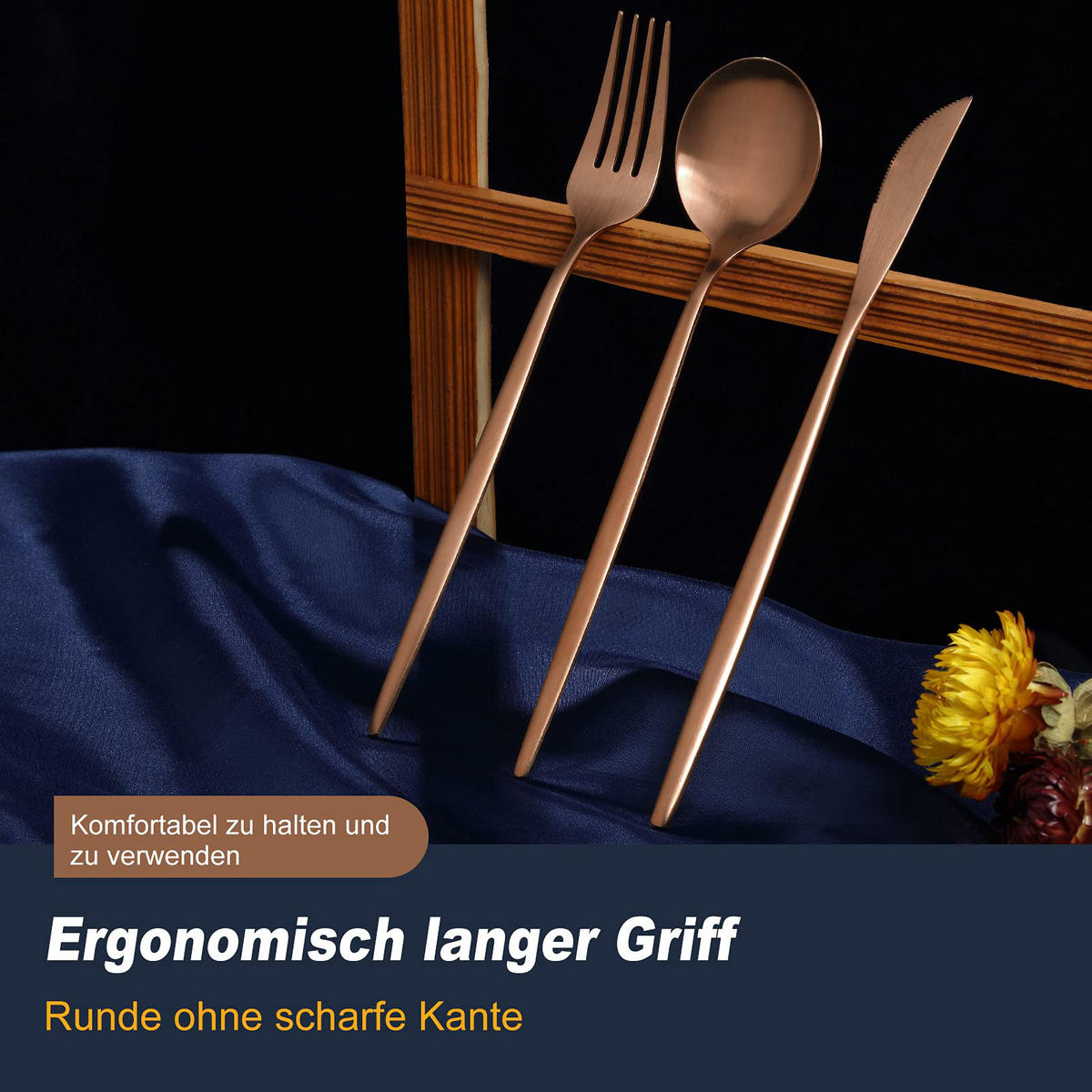 BESTECKSET 6 Personen 30-teilig Edelstahl, Spülmaschinenfest - Roségold, Metall - Kaket