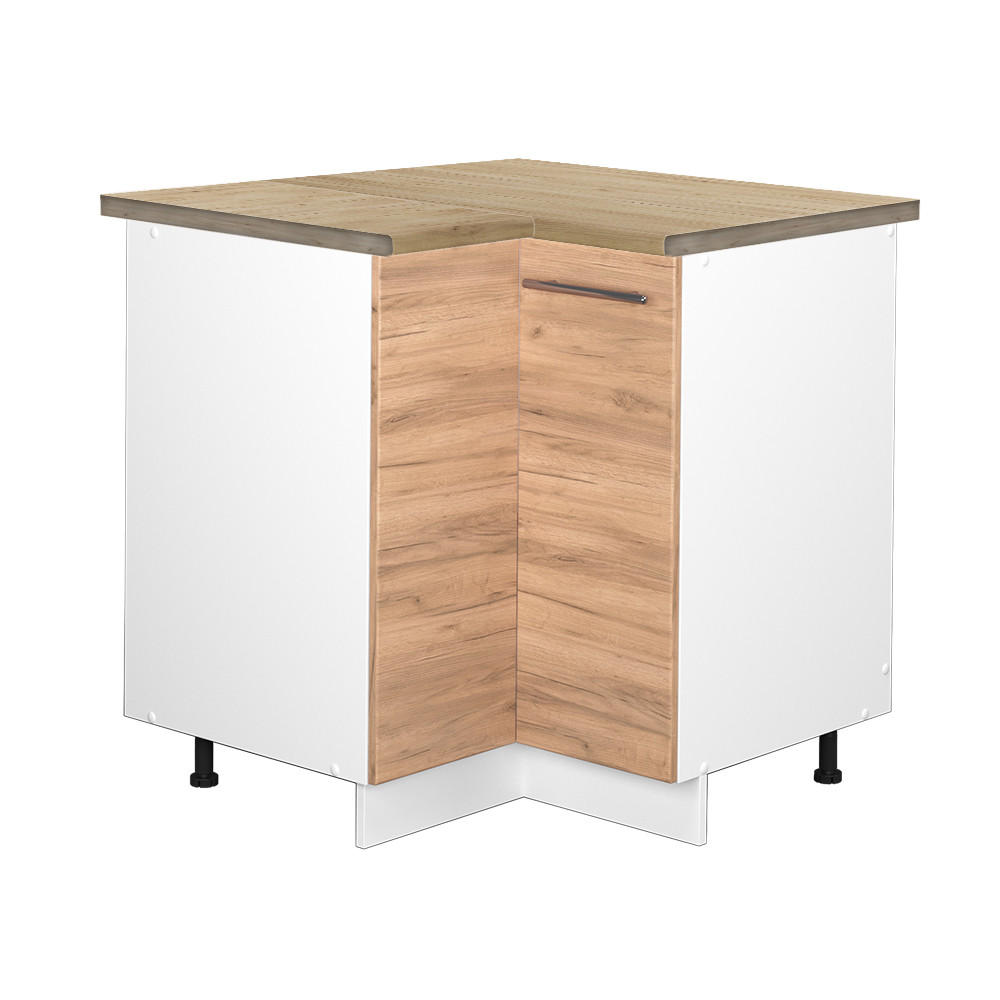 HÖRNUNDERSKÅP Fame-Line Goldkraft ek 80.5 cm , AP Oak Honungsek, Vit 82/80.5/60 cm